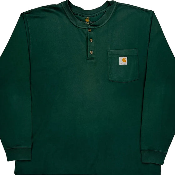 Carhartt Long Sleeve T-Shirt - Large Green Cotton