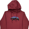 Bear Graphic Patagonia Hoodie - Small Burgundy Cotton Blend