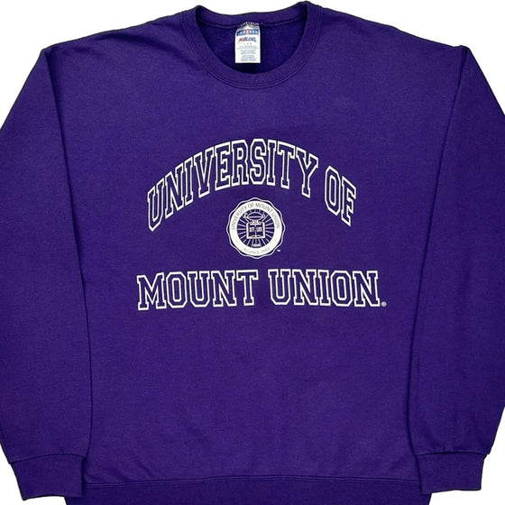 University Of Mount Union Jerzees Sweatshirt - Large Purple Cotton Blend