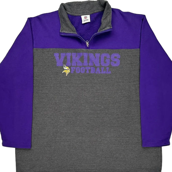 Vikings Football Nfl Graphic 1/4 Zip - 3XL Grey Cotton Blend