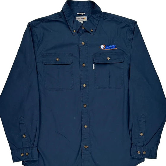 Secom Logo Carhartt Collared Shirt - Large Blue Cotton Blend