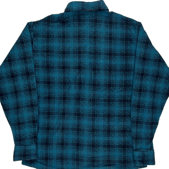 Wrangler Checked Flannel Shirt - Large Blue Polyester