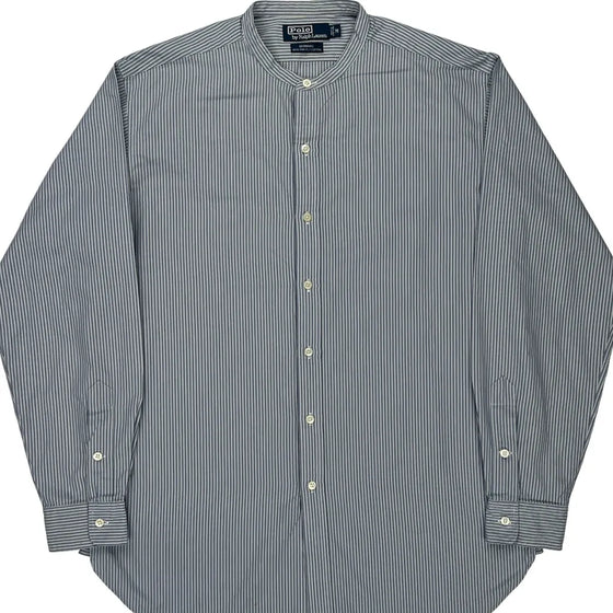 Ralph Lauren Collarless Shirt - Medium Blue Cotton