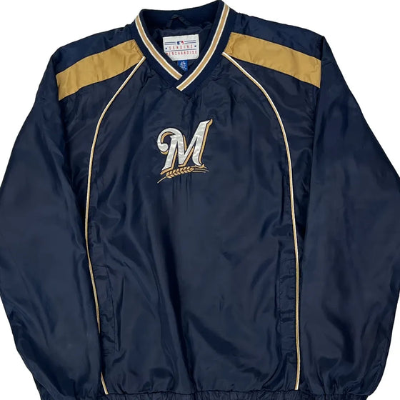 Milwaukee Brewers Mlb Mlb Windbreaker - Large Navy Polyester