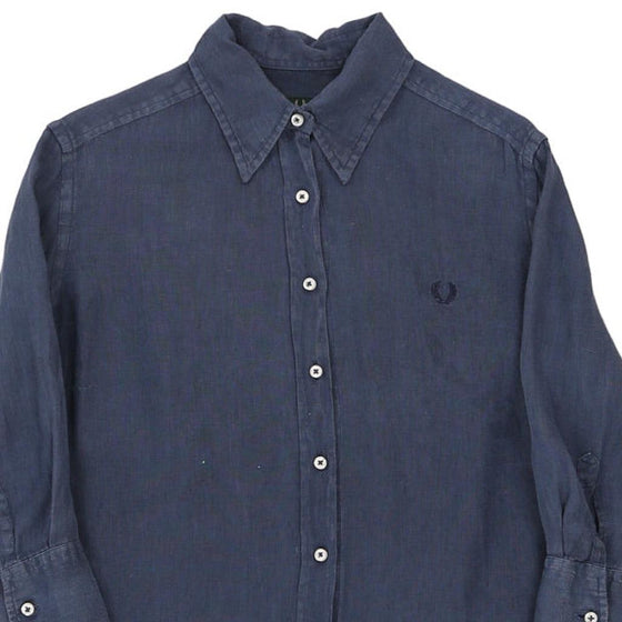 Fred Perry Shirt - Large Blue Linen