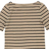 Lauren Ralph Lauren Striped T-Shirt - Small Beige Cotton