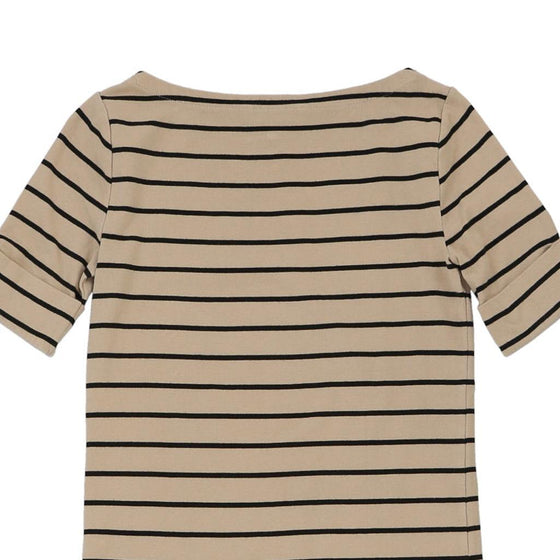 Lauren Ralph Lauren Striped T-Shirt - Small Beige Cotton