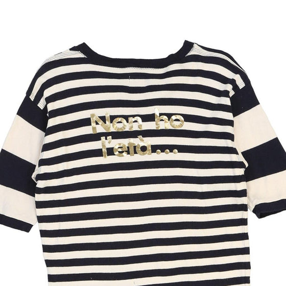 Age 12 Moschino Striped T-Shirt - Medium Navy Cotton