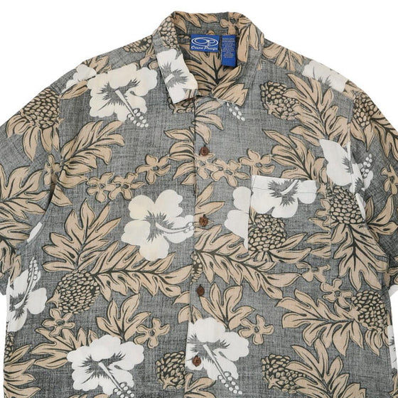 Vintage grey Ocean Pacific Hawaiian Shirt - mens x-large