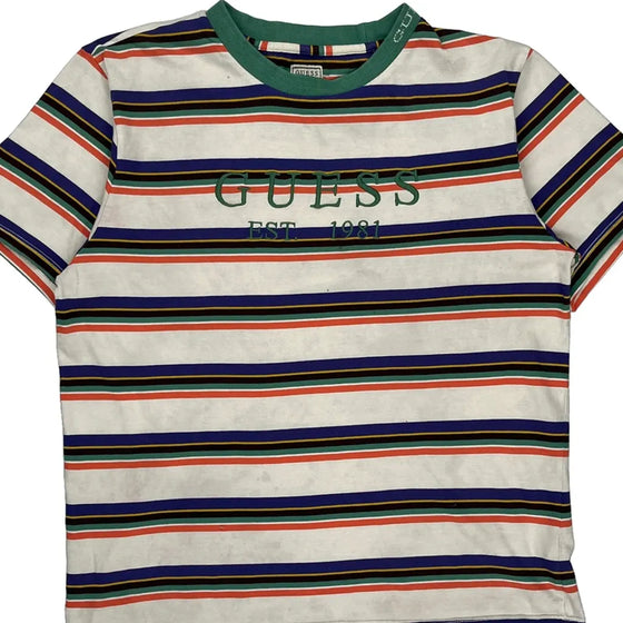 Striped Guess Graphic T-Shirt - Large Multicoloured Cotton