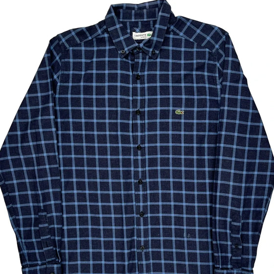 Slim Fit Lacoste Checked Shirt - XL Navy Cotton