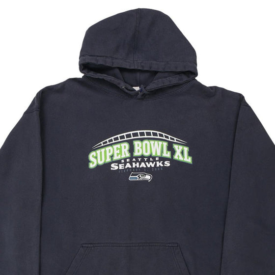 Vintage black Seattle Seahawks Super Bowl XL Reebok Hoodie - mens x-large