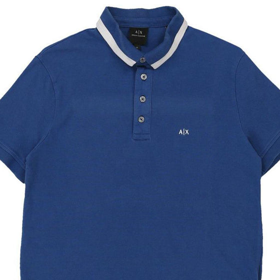 Pre-Loved blue Armani Exchange Polo Shirt - mens medium