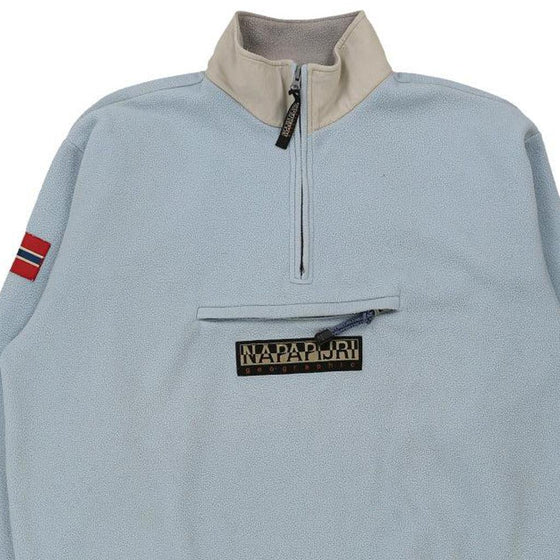 Napapijri Spellout 1/4 Zip - XL Blue Cotton