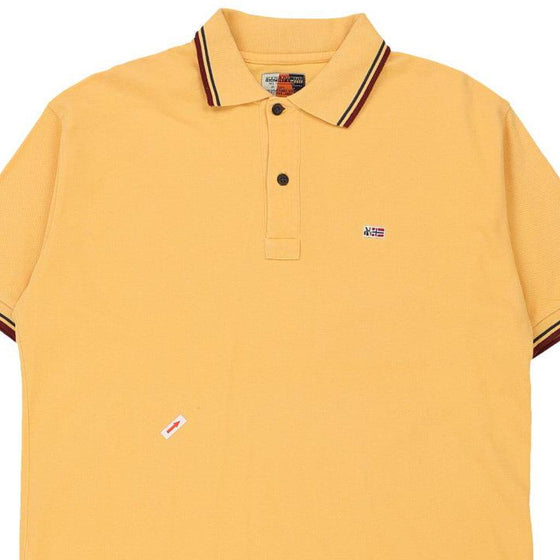 Vintage yellow Napapijri Polo Shirt - mens large