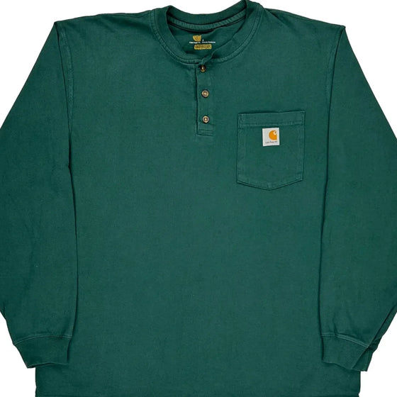 Carhartt Long Sleeve T-Shirt - Large Green Cotton