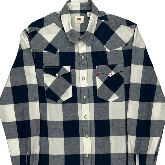 Levis Checked Flannel Shirt - Medium Black & White Cotton Blend