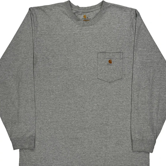 Pocket Carhartt Long Sleeve T-Shirt - XL Grey Cotton