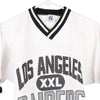 Vintage white Age 10 Made in USA Los Angeles Raiders  Logo 7 Jersey - boys small