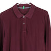 Vintage burgundy Benetton Long Sleeve Polo Shirt - mens medium