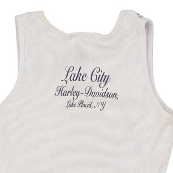 Vintage white Lake City New York Harley Davidson Vest - womens small