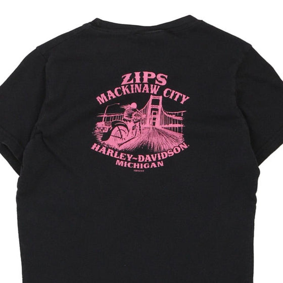 Vintage black Zips Mackinaw City Harley Davidson T-Shirt - womens medium