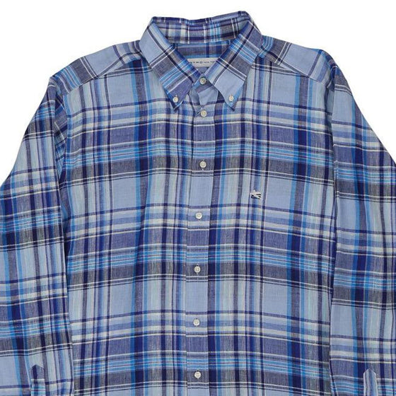 Etro Checked Shirt - XL Blue Cotton