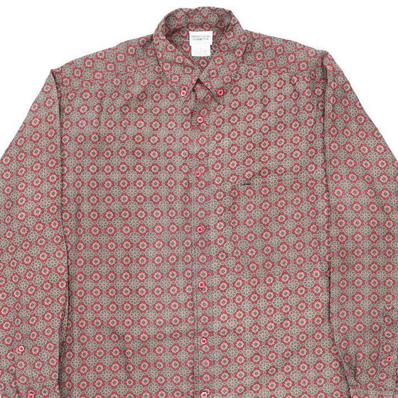 Benetton Patterned Shirt - Large Red Silk