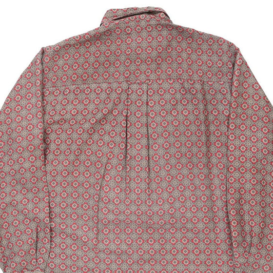 Benetton Patterned Shirt - Large Red Silk