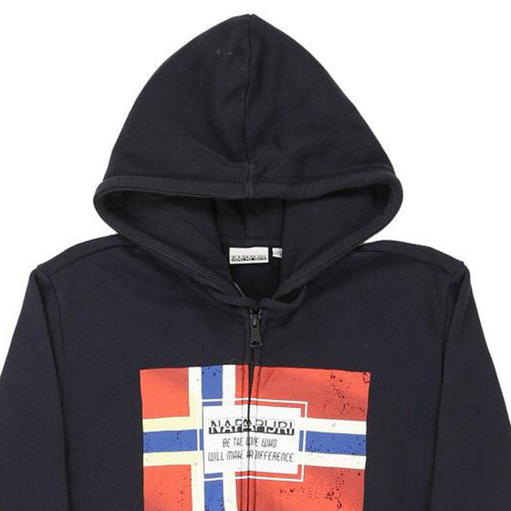 Vintage navy Napapijri Hoodie - mens medium