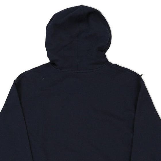 Champion Spellout Hoodie - Medium Navy Cotton Blend - Thrifted.com