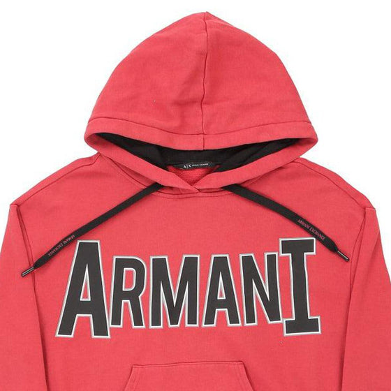 Armani Exchange Spellout Hoodie - Small Pink Cotton Blend