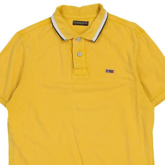 Vintage yellow Napapijri Polo Shirt - mens large