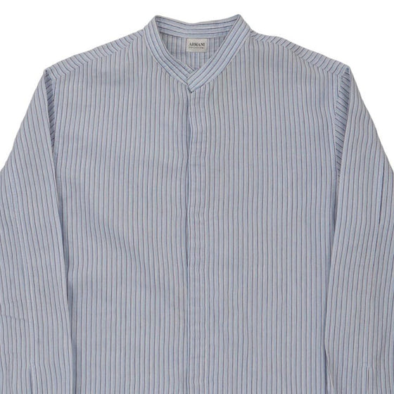 Vintage blue Armani Collarless Shirt - mens x-large