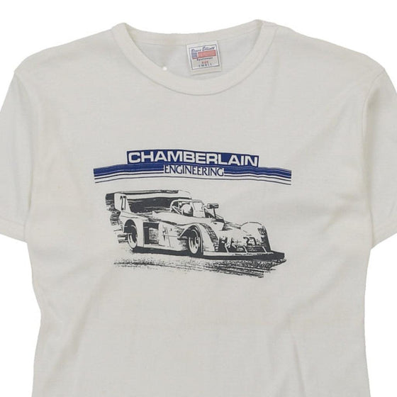 Vintage white Chamberlain Engineering Bruce Ellis T-Shirt - mens small