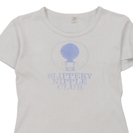 Vintage white 1980s Slippery Nipple Club T-Shirt - mens large