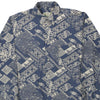 Vintage blue Knitter Patterned Shirt - mens x-large