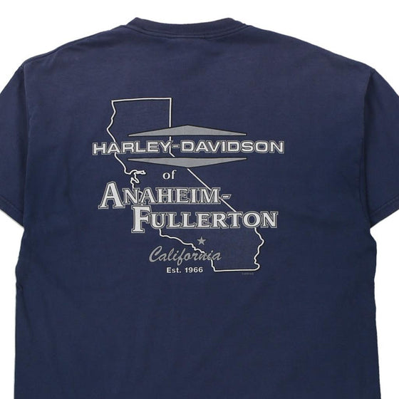 Vintage blue Anaheim Fullerton Harley Davidson T-Shirt - mens x-large