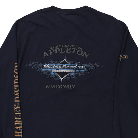 Vintage navy Appleton Wisconsin Harley Davidson Long Sleeve T-Shirt - mens x-large