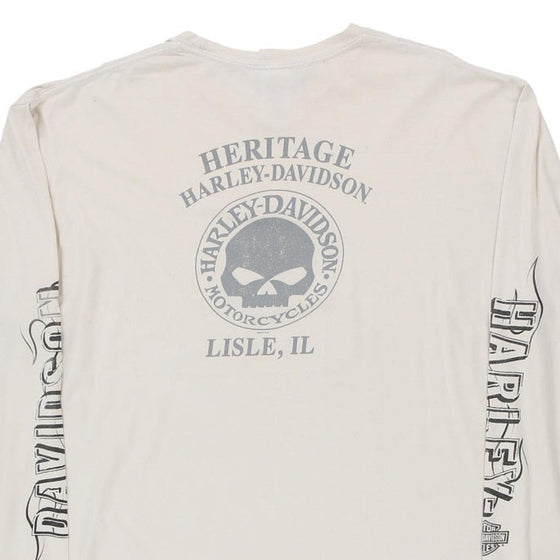 Vintage white Lisle, IL Harley Davidson Long Sleeve T-Shirt - mens xxx-large