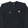 Pre-Loved navy Carhartt Long Sleeve T-Shirt - mens x-large