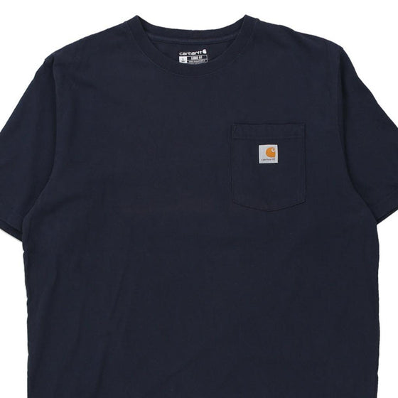 Pre-Loved navy Carhartt T-Shirt - mens large