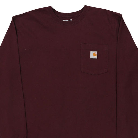 Pre-Loved burgundy Carhartt Long Sleeve T-Shirt - mens large