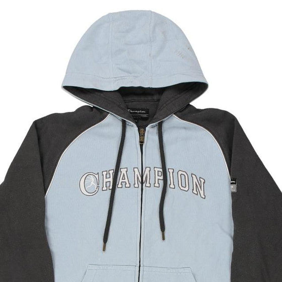 Age 13 14 Champion Spellout Hoodie XL Blue Cotton Blend