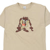 Vintage beige Tasmanian Devil Warner Bros T-Shirt - mens large