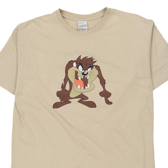 Vintage beige Tasmanian Devil Warner Bros T-Shirt - mens large