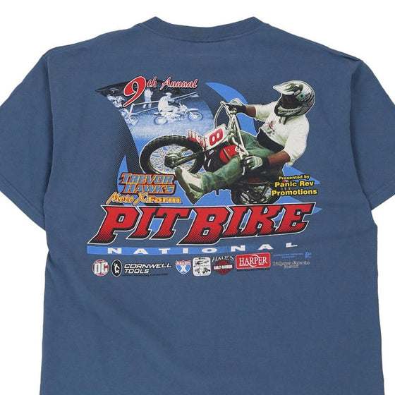 Vintage blue PitBike Gildan T-Shirt - mens large