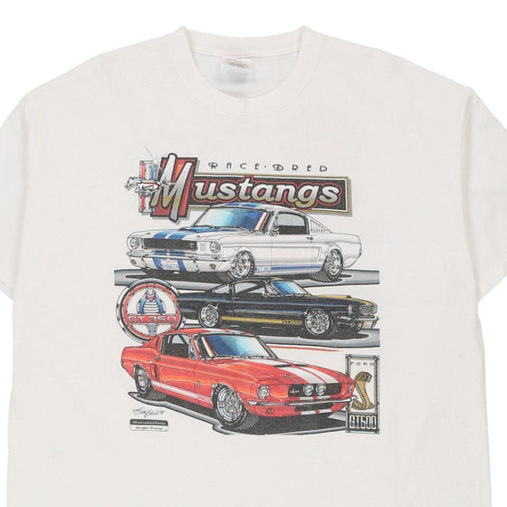 Vintage white Mustang Hanes T-Shirt - mens x-large