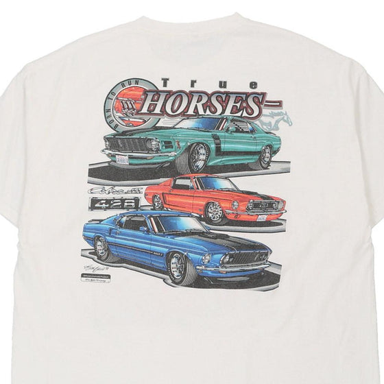 Vintage white Mustang Hanes T-Shirt - mens x-large