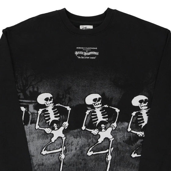 Vintage black The Skeleton Dance Disney Sweatshirt - mens x-large